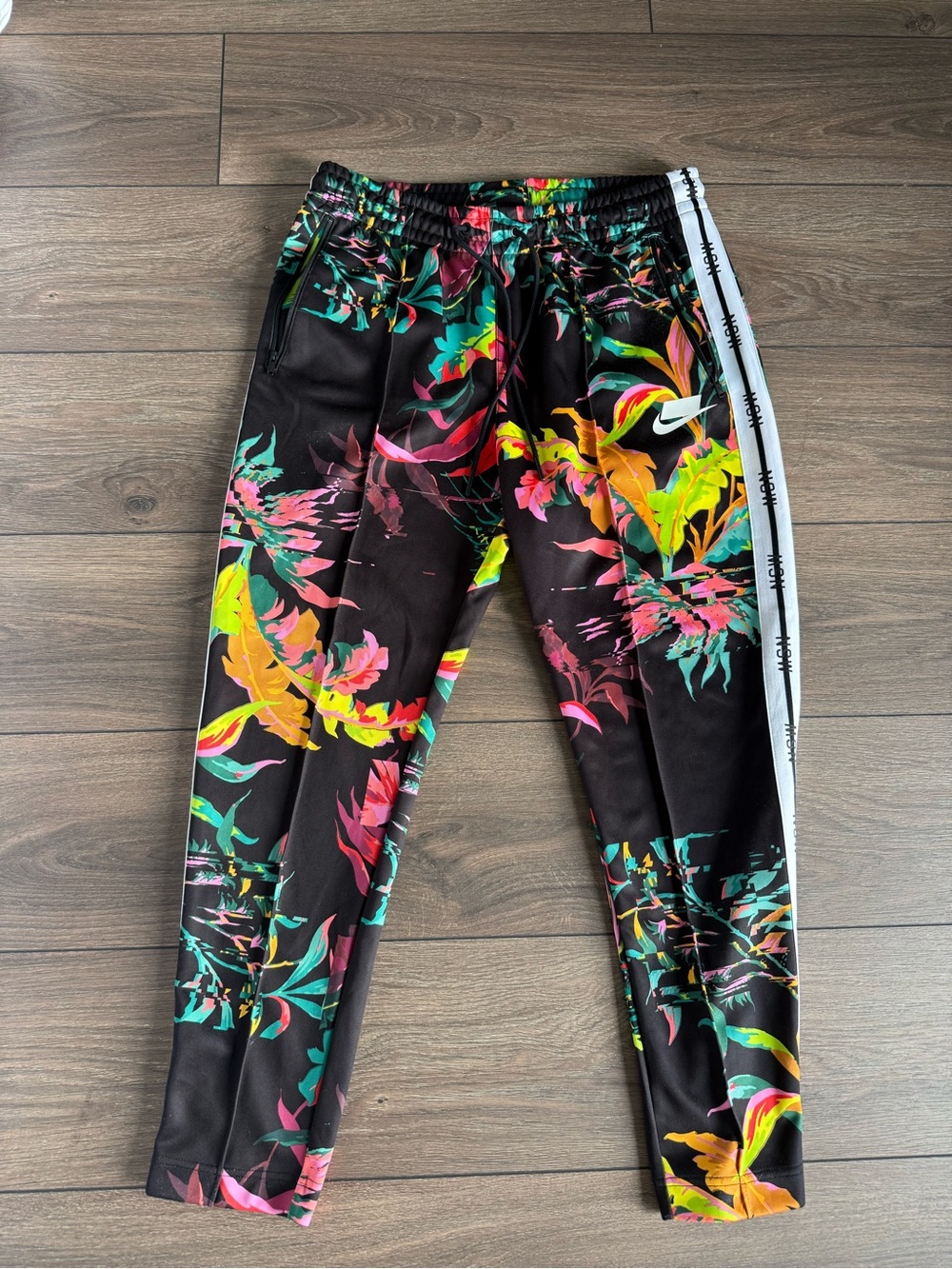 Nike Men’s Black Floral Joggers with Neon Print